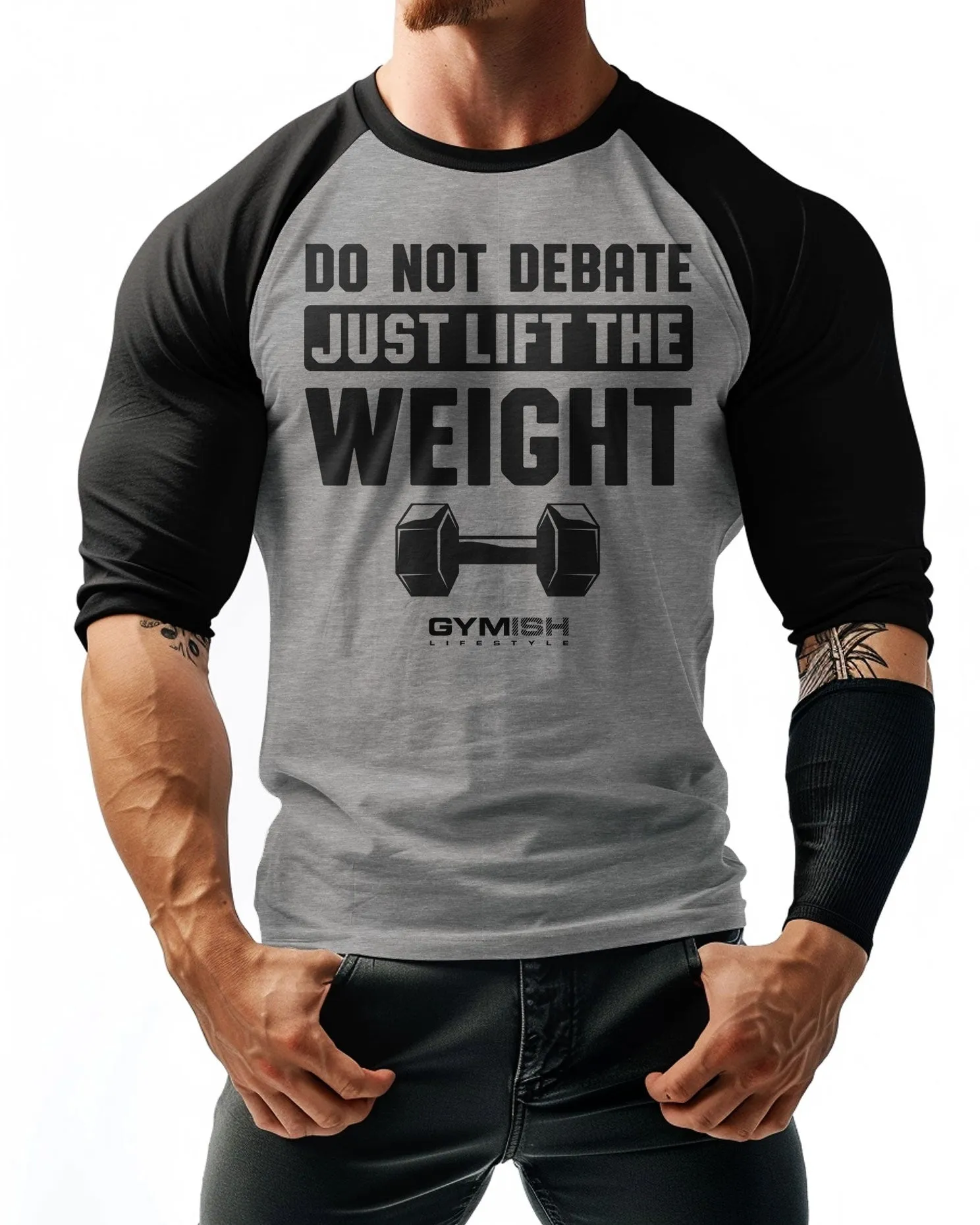 010. RAGLAN Don't Debate Workout Gym T-Shirt for Men