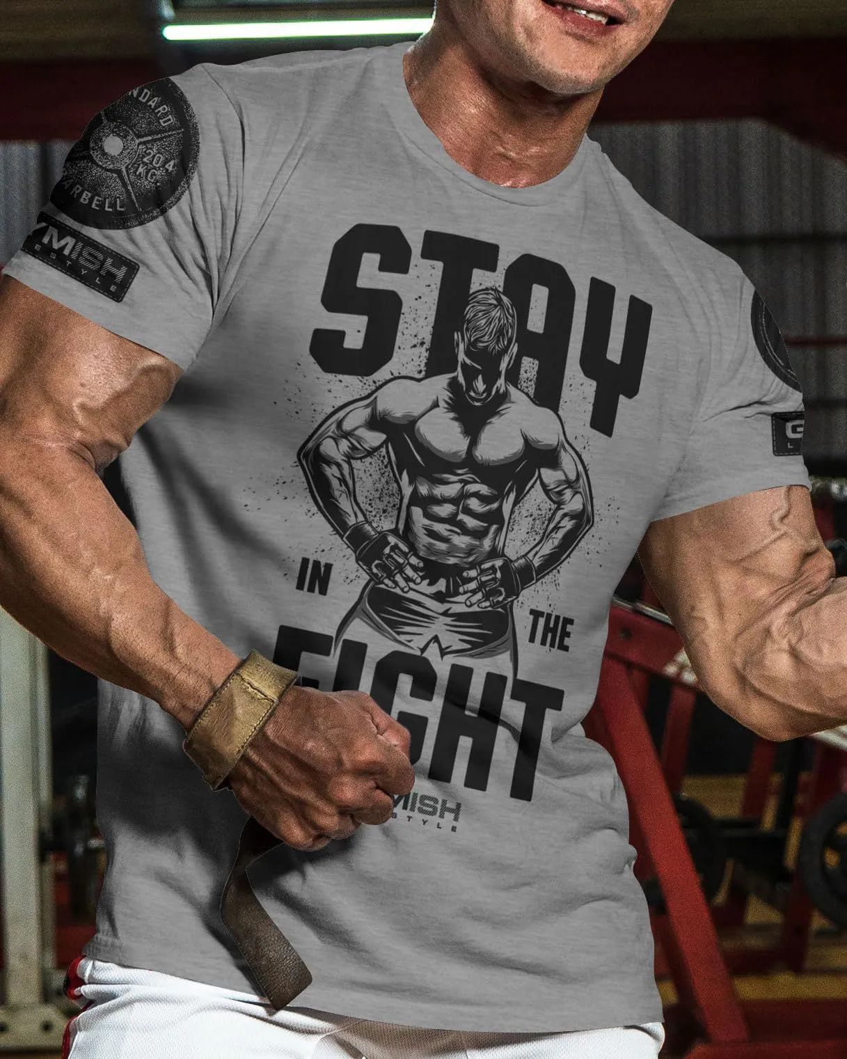 029. Stay In Fight Funny Motivational Workout Gym T-Shirt for Men