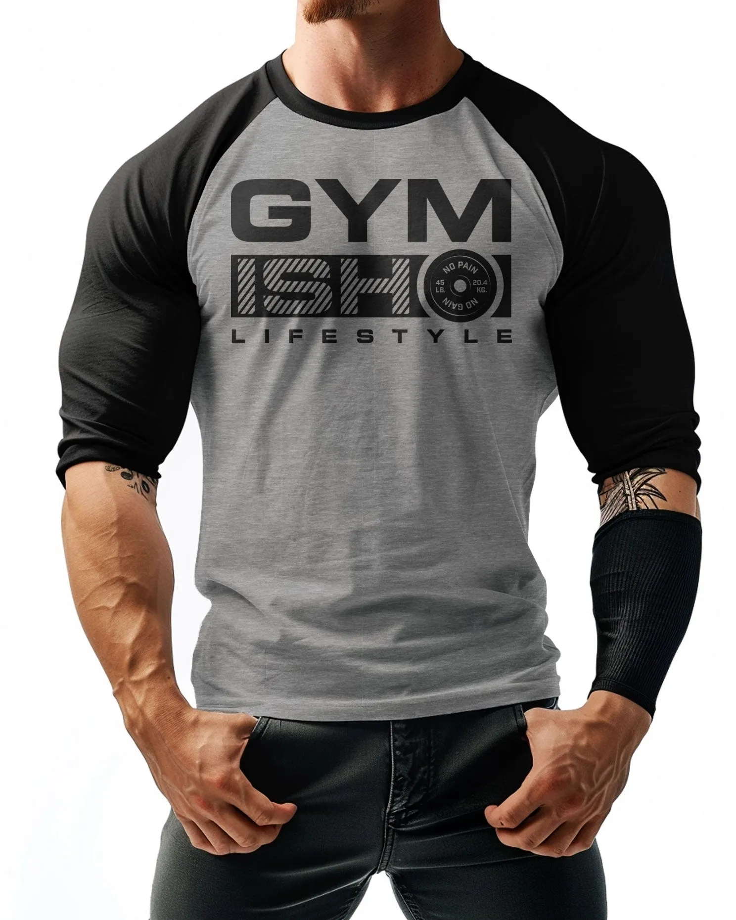 068. RAGLAN GYMISH Workout Gym T-Shirt for Men