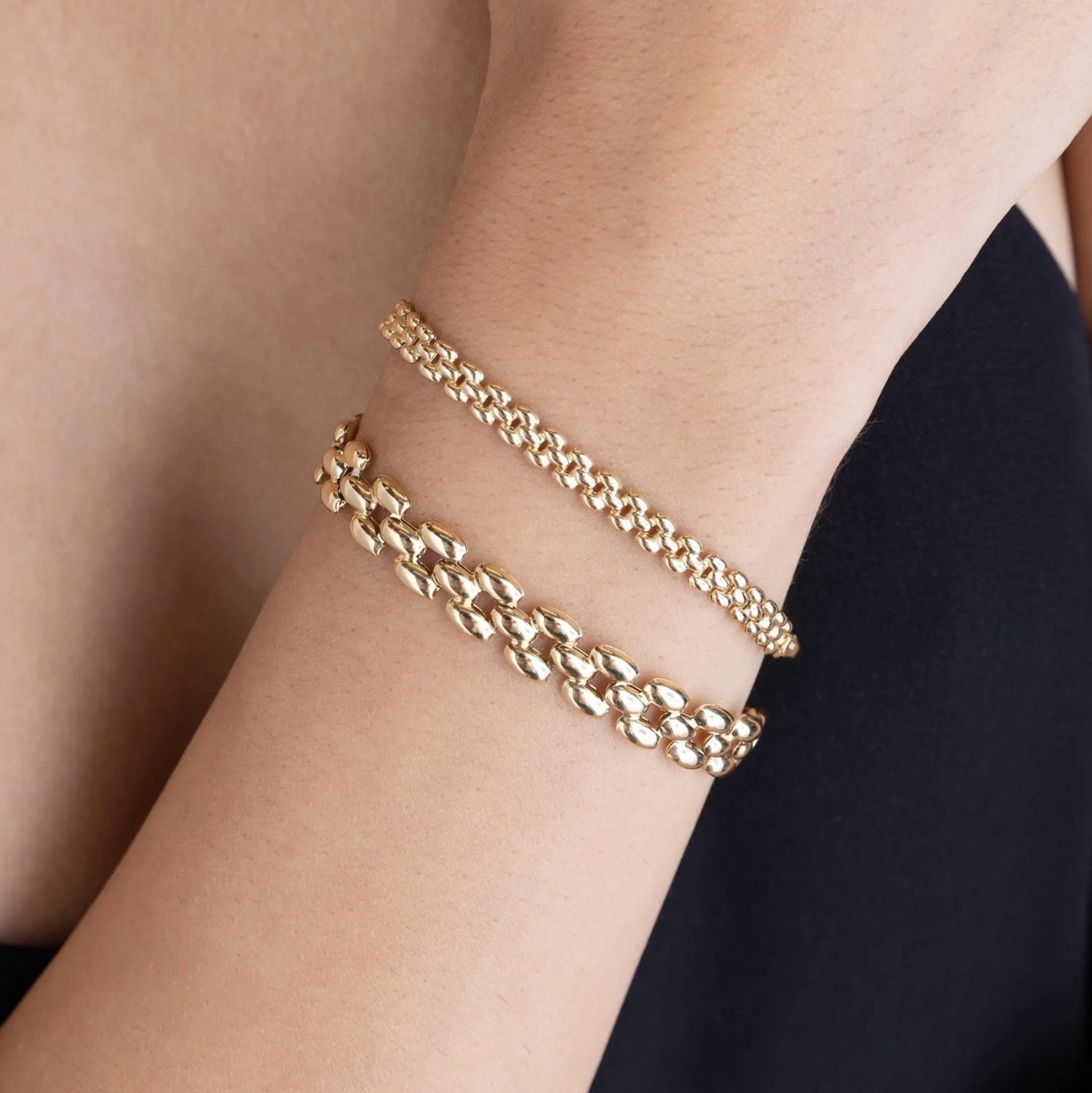 14K Gold Small Panther Chain Bracelet