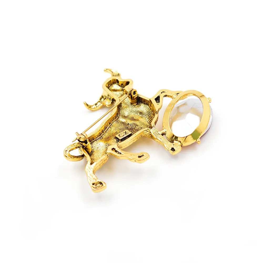 2 Colors Choose Rhinestone Bull Cattle Cow Brooch Chinese Zodiac Year Brooch