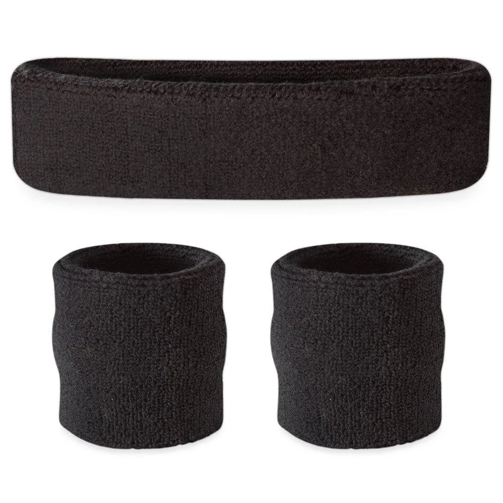 3 Pack Black Sweat Bands