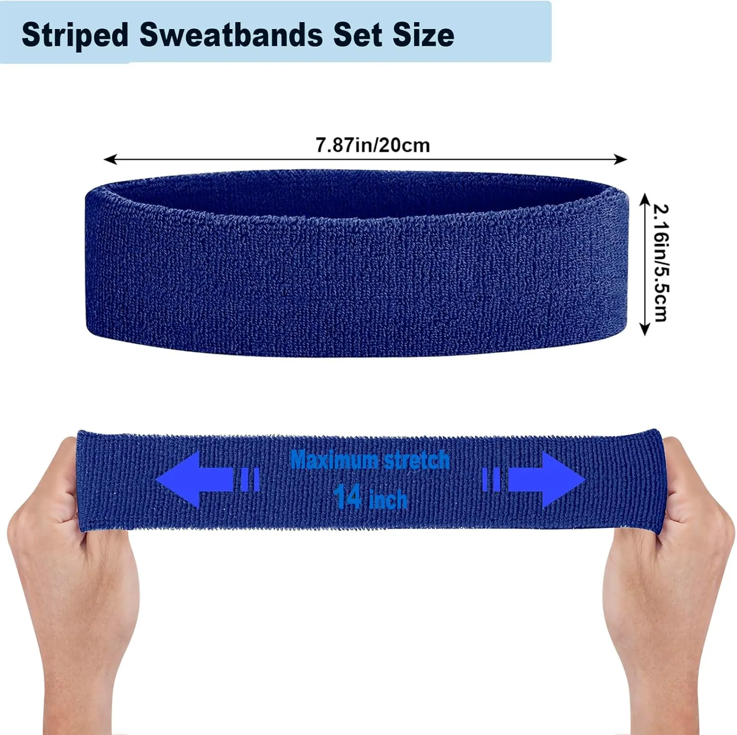3 Pack Sweatbands Sports Headband for Men & Women - Moisture Wicking Athletic Cotton Terry Cloth Sweatband for Tennis, Basketball, Running, Gym, Working Out