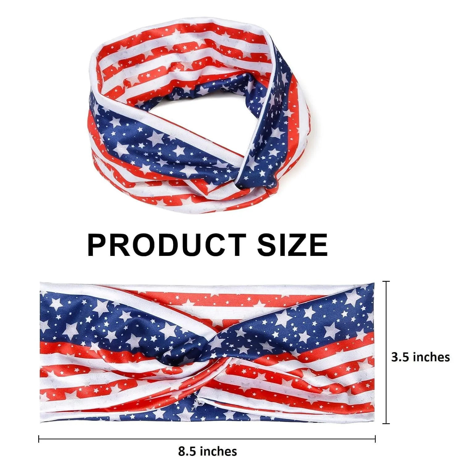 4th of July Headbands for Women Bulk Hair Accessories - American Flag Headbands for Women Wide Thick Red White and Blue Patriotic Hair Bands