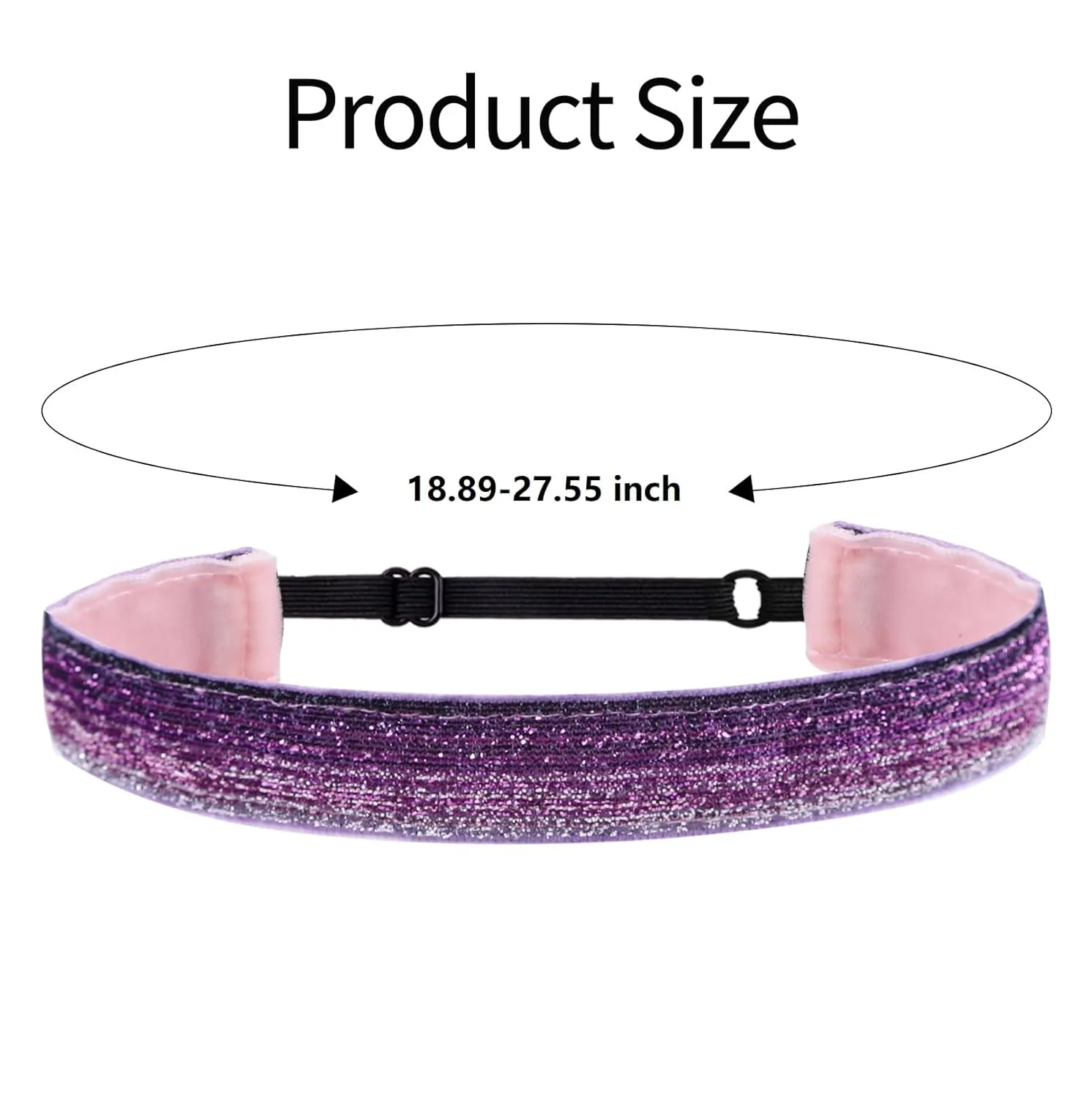 6 Glitter Headbands for Girls Adjustable Non Slip Thin Elastic Hair Bands Stretch Sport Headband for Kids Sparkly Bling Headband Hair Accessories (Pack of 6)