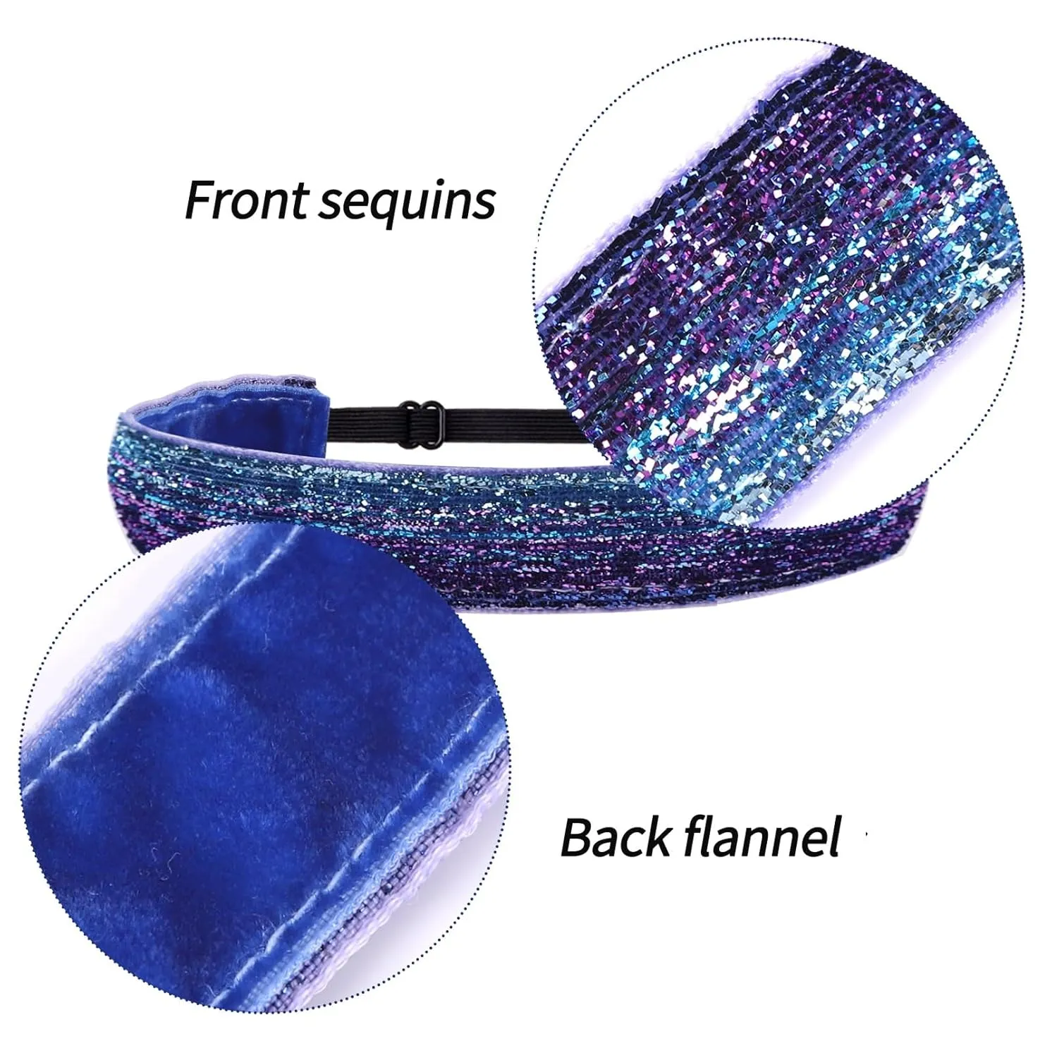 6 Glitter Headbands for Girls Adjustable Non Slip Thin Elastic Hair Bands Stretch Sport Headband for Kids Sparkly Bling Headband Hair Accessories (Pack of 6)