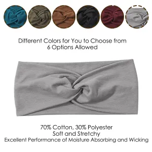 6 Pack Wide Boho Headbands for Women - Soft Yoga Elastic Hair Bands for Girls Workout Running Sport Headwrap Non-slip Breathable (Warm Colors)