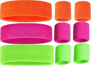 80s Sweatbands, Neon Headband and Wristbands, Sweat Bands 80s Neon Colors, 80s Party, Sweatbands for Women, Colorful Sweatband Set, Neon Sweatbands Green Orange Pink Neon Sweat Bands
