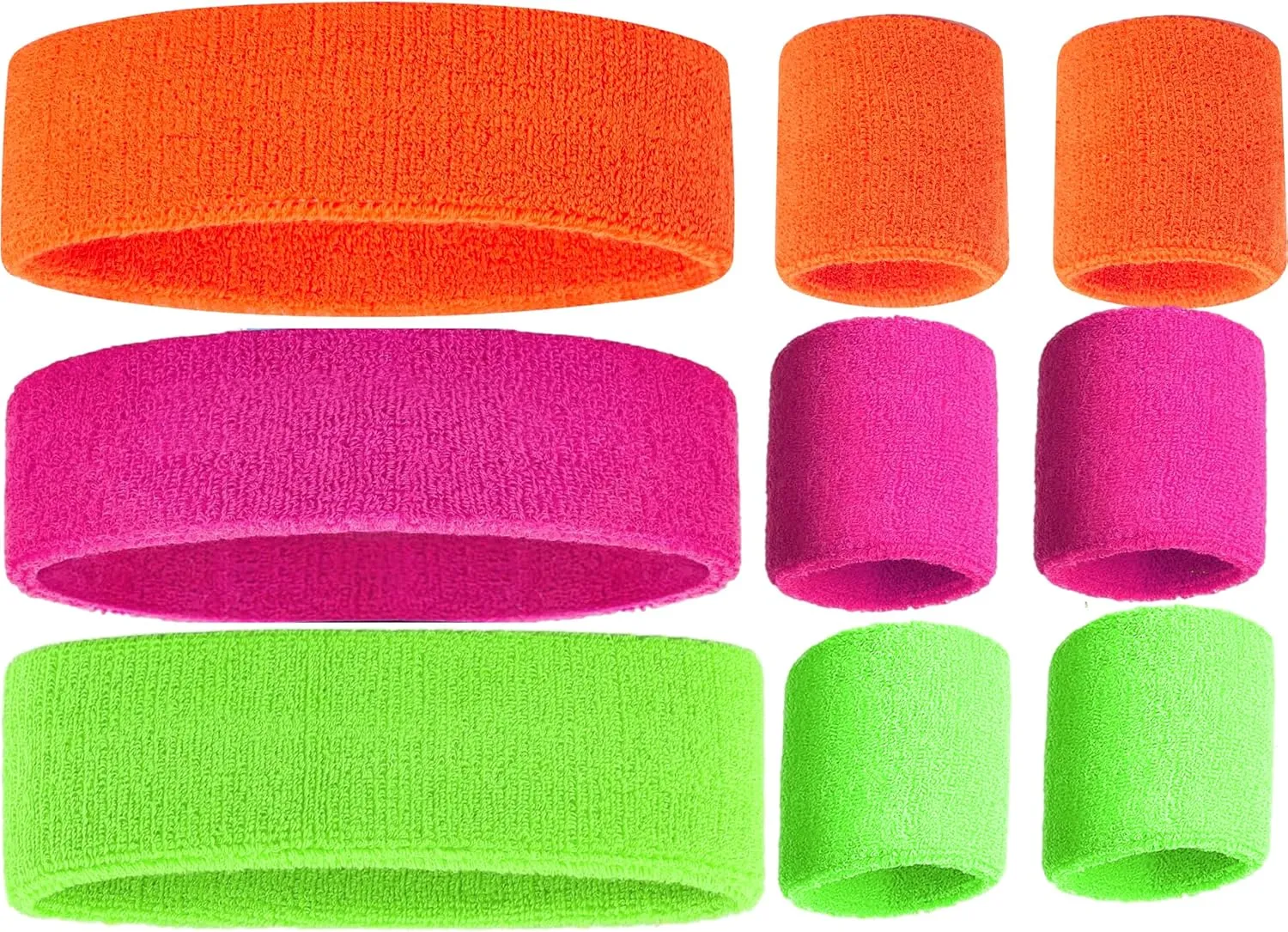 80s Sweatbands, Neon Headband and Wristbands, Sweat Bands 80s Neon Colors, 80s Party, Sweatbands for Women, Colorful Sweatband Set, Neon Sweatbands Green Orange Pink Neon Sweat Bands