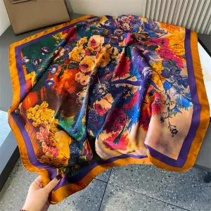 90cm x 90cm Imitation Silk Scarf Women Elegant Ladies Scarf