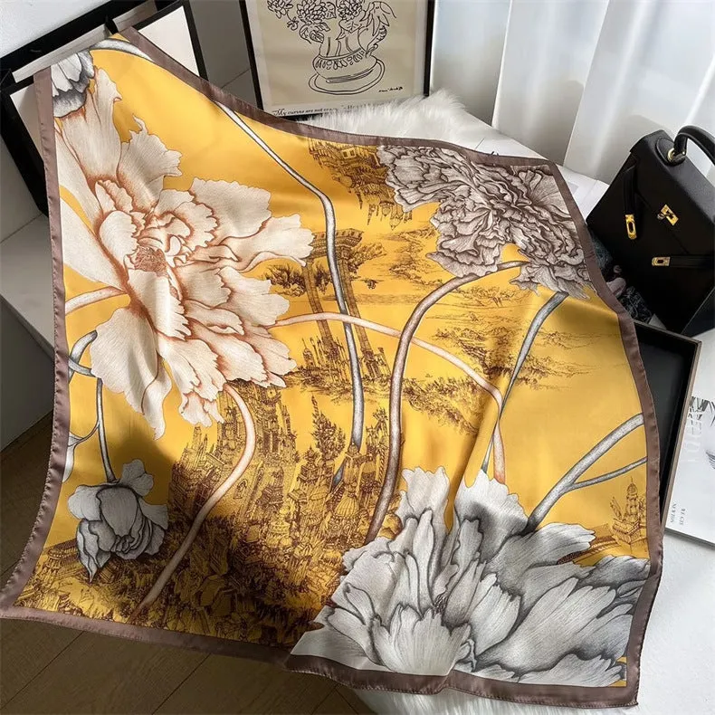 90cm x 90cm Imitation Silk Scarf Women Elegant Ladies Scarf