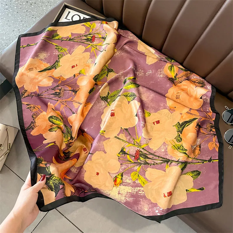 90cm x 90cm Imitation Silk Scarf Women Elegant Ladies Scarf