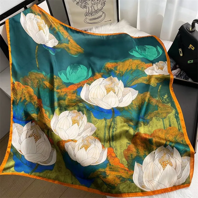 90cm x 90cm Imitation Silk Scarf Women Elegant Ladies Scarf