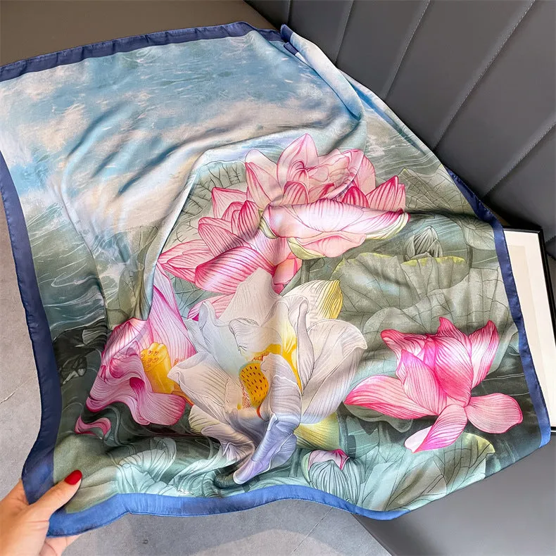 90cm x 90cm Imitation Silk Scarf Women Elegant Ladies Scarf