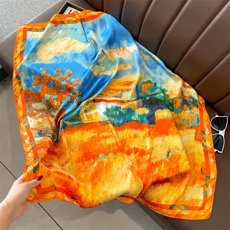 90cm x 90cm Imitation Silk Scarf Women Elegant Ladies Scarf