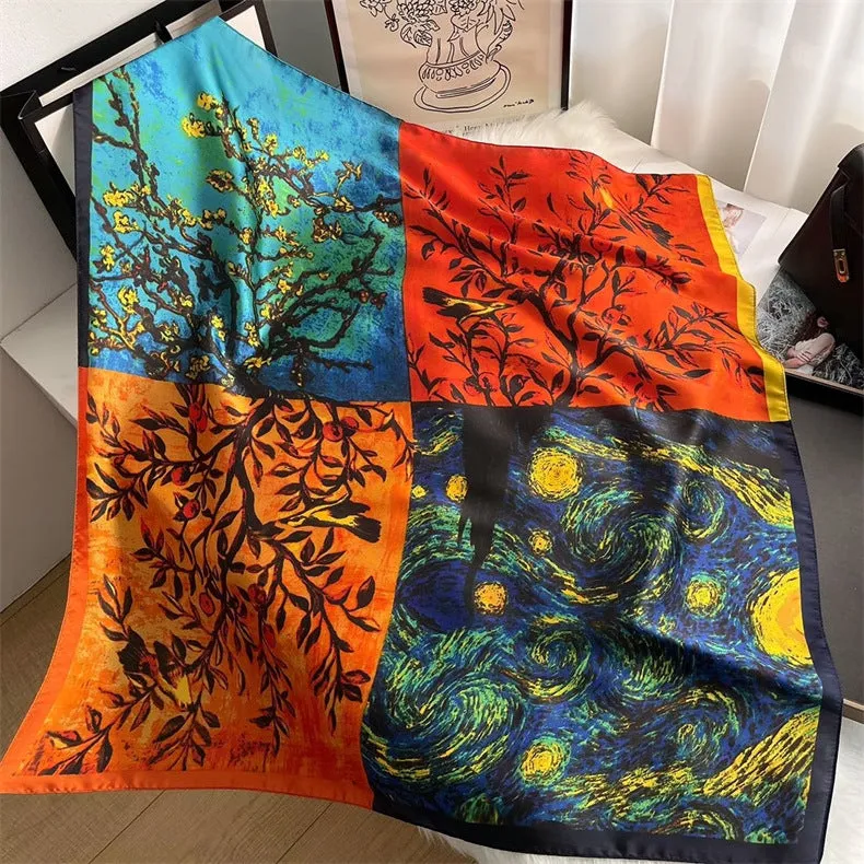 90cm x 90cm Imitation Silk Scarf Women Elegant Ladies Scarf