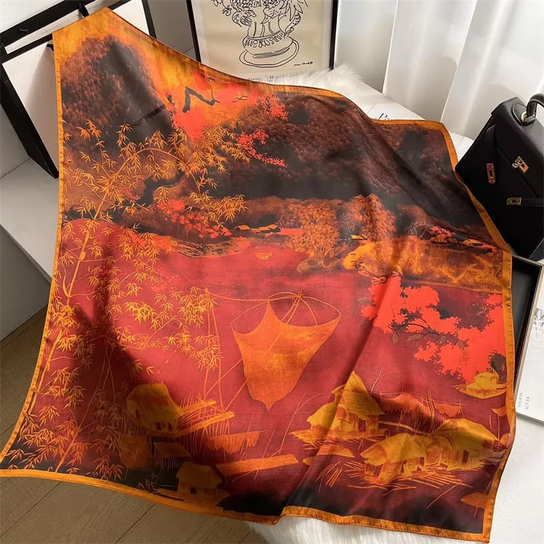 90cm x 90cm Imitation Silk Scarf Women Elegant Ladies Scarf