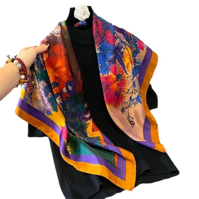 90cm x 90cm Imitation Silk Scarf Women Elegant Ladies Scarf