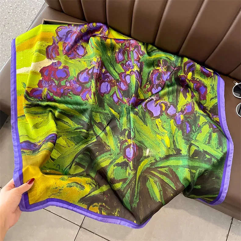 90cm x 90cm Imitation Silk Scarf Women Elegant Ladies Scarf