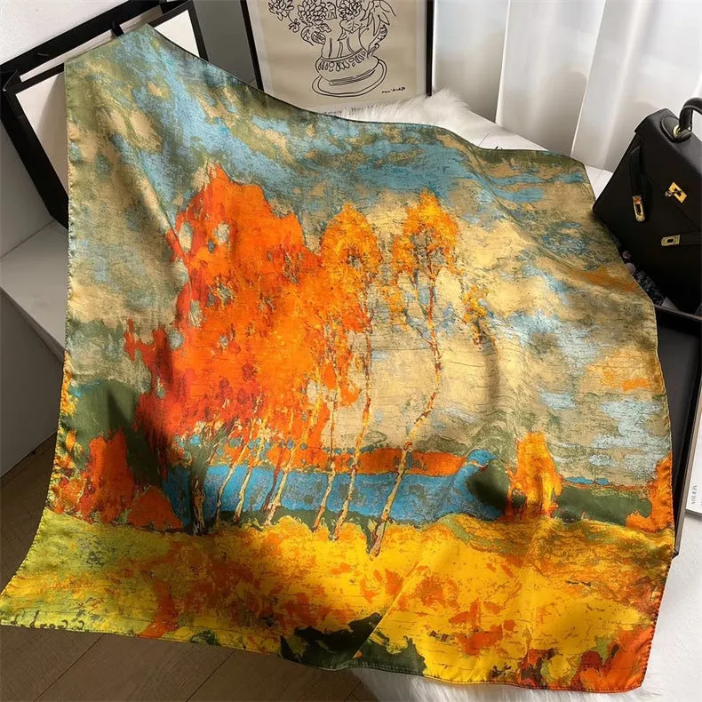 90cm x 90cm Imitation Silk Scarf Women Elegant Ladies Scarf