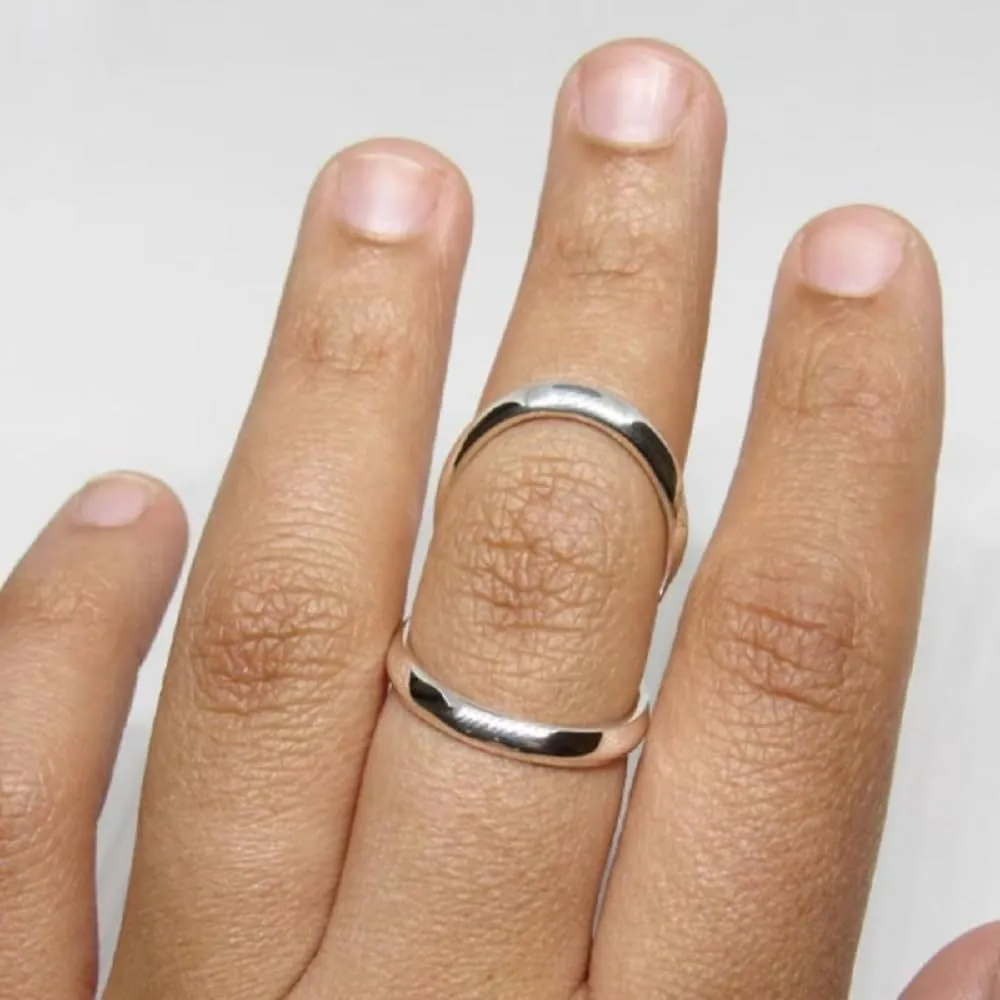 925 Sterling Silver Field Splint Ring, Handmade Ring, Thin Swan Neck Splint in Silver for PIP or DIP Join, Silver Ring Splint,PIP Joint Ring, Woman minimalist Ring (Silver)