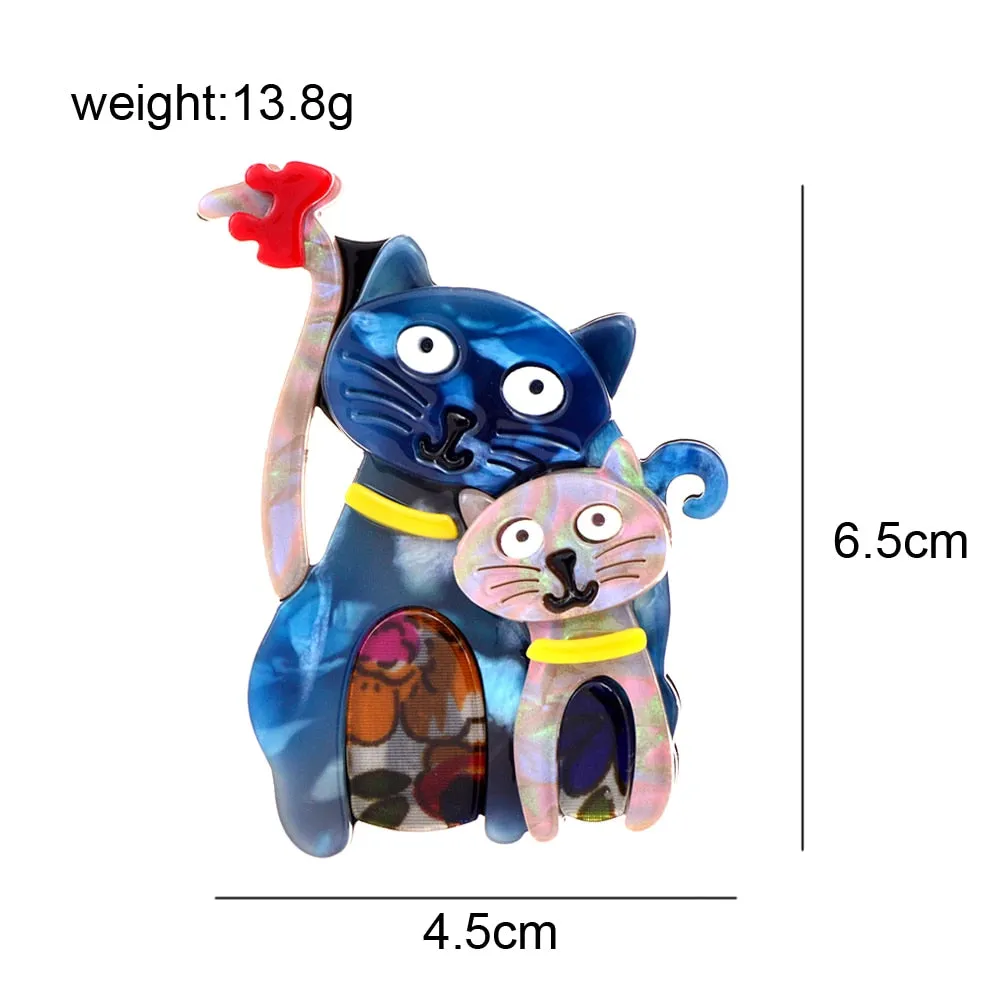 Acrylic Cat Mom and Kids Brooches for Women