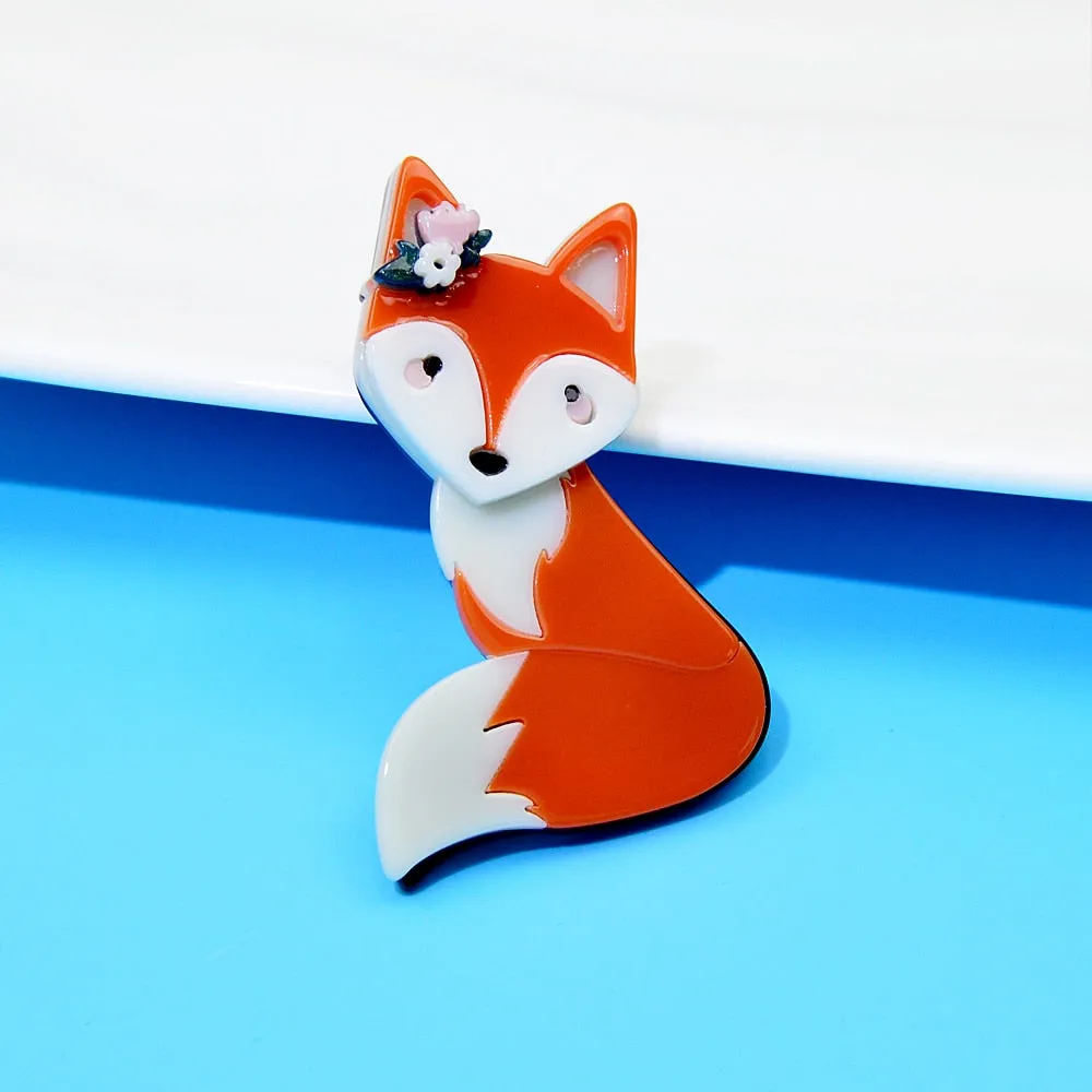 Acrylic Fox Brooches For Women