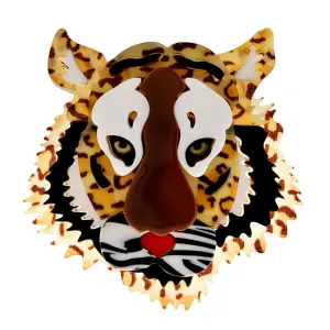 Acrylic Tiger Brooch Pin Fashion Acetate Fiber Jewelry Animal Design Coat Accessories