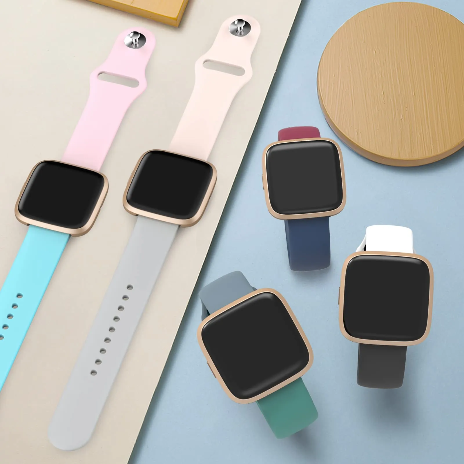 AK Silicone Bands Compatible with Fitbit Versa 2 / Fitbit Versa/Versa Lite/Versa SE Bands for Women Men, Classic Soft Straps Replacement Sport Wristbands for Fitbit Versa 2 Smart Watch (Black) Black