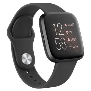 AK Silicone Bands Compatible with Fitbit Versa 2 / Fitbit Versa/Versa Lite/Versa SE Bands for Women Men, Classic Soft Straps Replacement Sport Wristbands for Fitbit Versa 2 Smart Watch (Black) Black