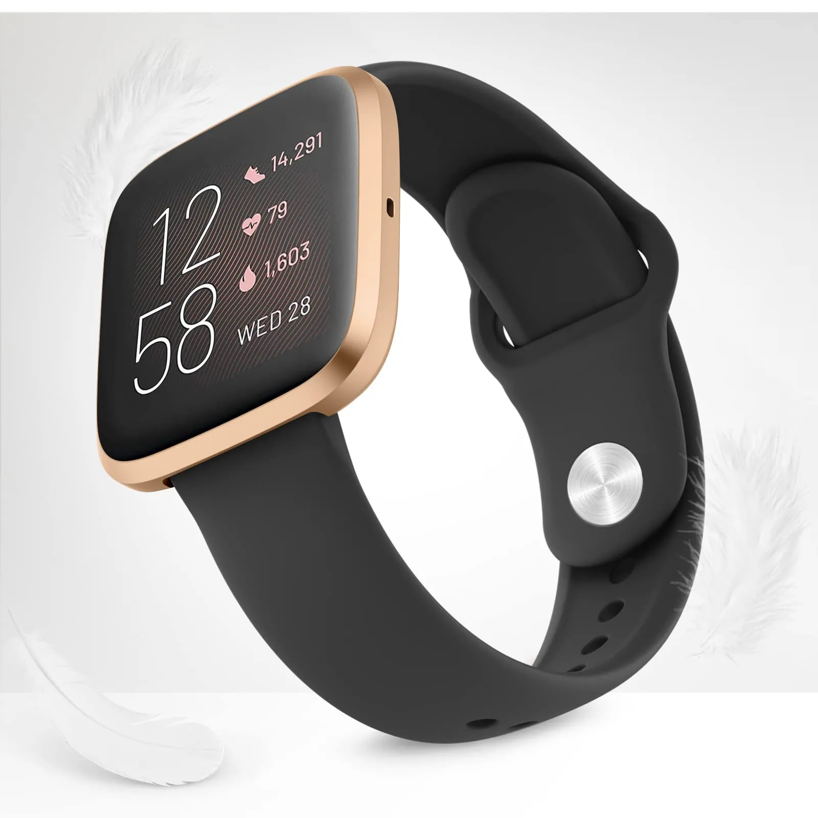 AK Silicone Bands Compatible with Fitbit Versa 2 / Fitbit Versa/Versa Lite/Versa SE Bands for Women Men, Classic Soft Straps Replacement Sport Wristbands for Fitbit Versa 2 Smart Watch (Black) Black