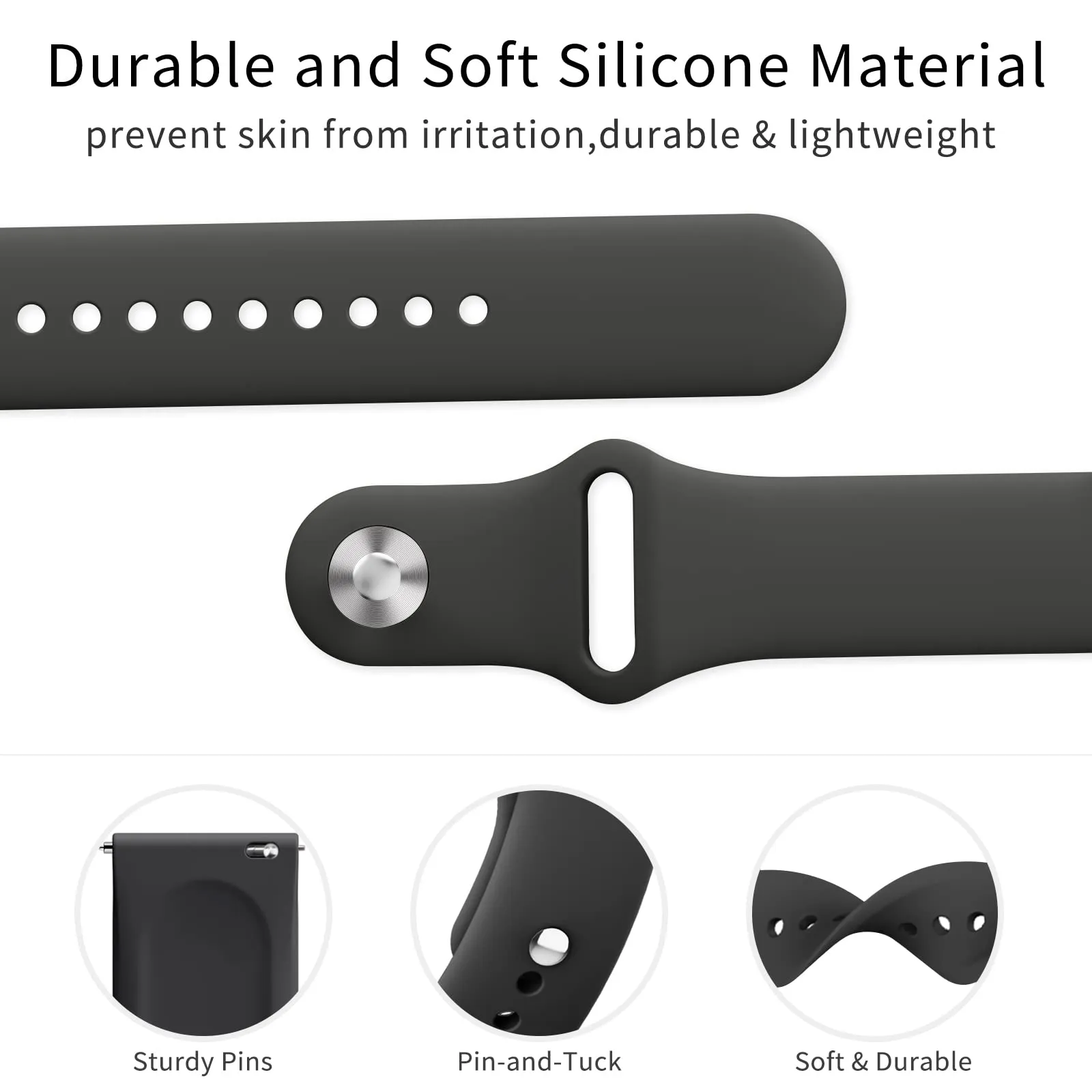 AK Silicone Bands Compatible with Fitbit Versa 2 / Fitbit Versa/Versa Lite/Versa SE Bands for Women Men, Classic Soft Straps Replacement Sport Wristbands for Fitbit Versa 2 Smart Watch (Black) Black