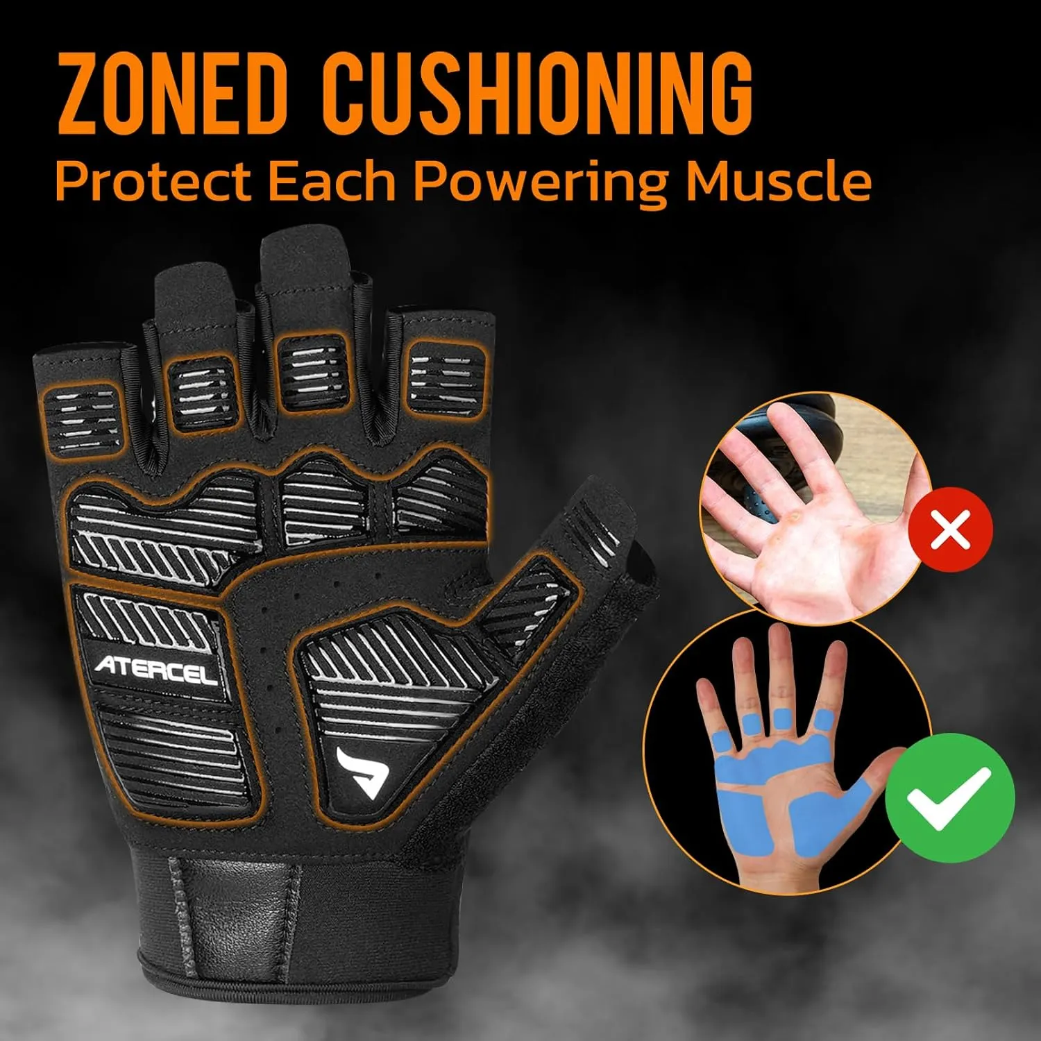 ATERCEL Gym Workout Gloves for Men and Women, Weight Lifting Gloves with Excellent Grip, Lightweight Fitness Gloves for Training, Cycling, Pull Ups, Exercise, Climbing, Rowing and Weightlifting