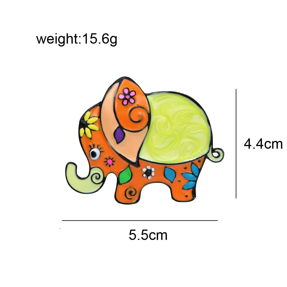 Beautiful Enamel Elephant Brooches For Women Animal Pin Cartoon Design Kids Accessories