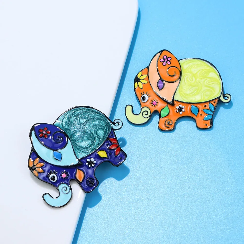 Beautiful Enamel Elephant Brooches For Women Animal Pin Cartoon Design Kids Accessories