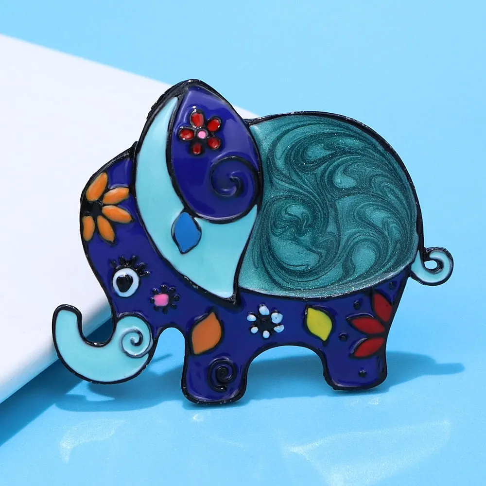 Beautiful Enamel Elephant Brooches For Women Animal Pin Cartoon Design Kids Accessories