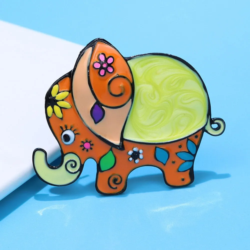 Beautiful Enamel Elephant Brooches For Women Animal Pin Cartoon Design Kids Accessories