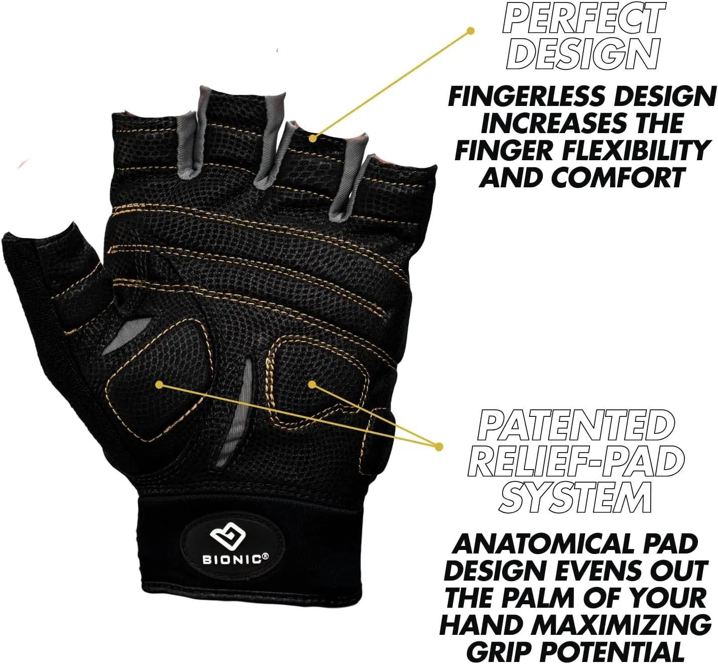 Bionic Men's Beastmode Half Finger Gym Workout Gloves