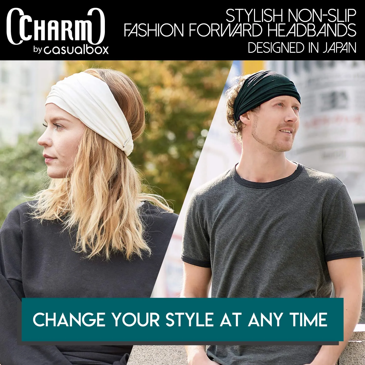 Black 3-Pack Japanese Bandana Headbands for Men and Women – Comfortable Head Bands with Elastic Secure Snug Fit Ideal Runners Fitness Sports Football Tennis Stylish Lightweight M