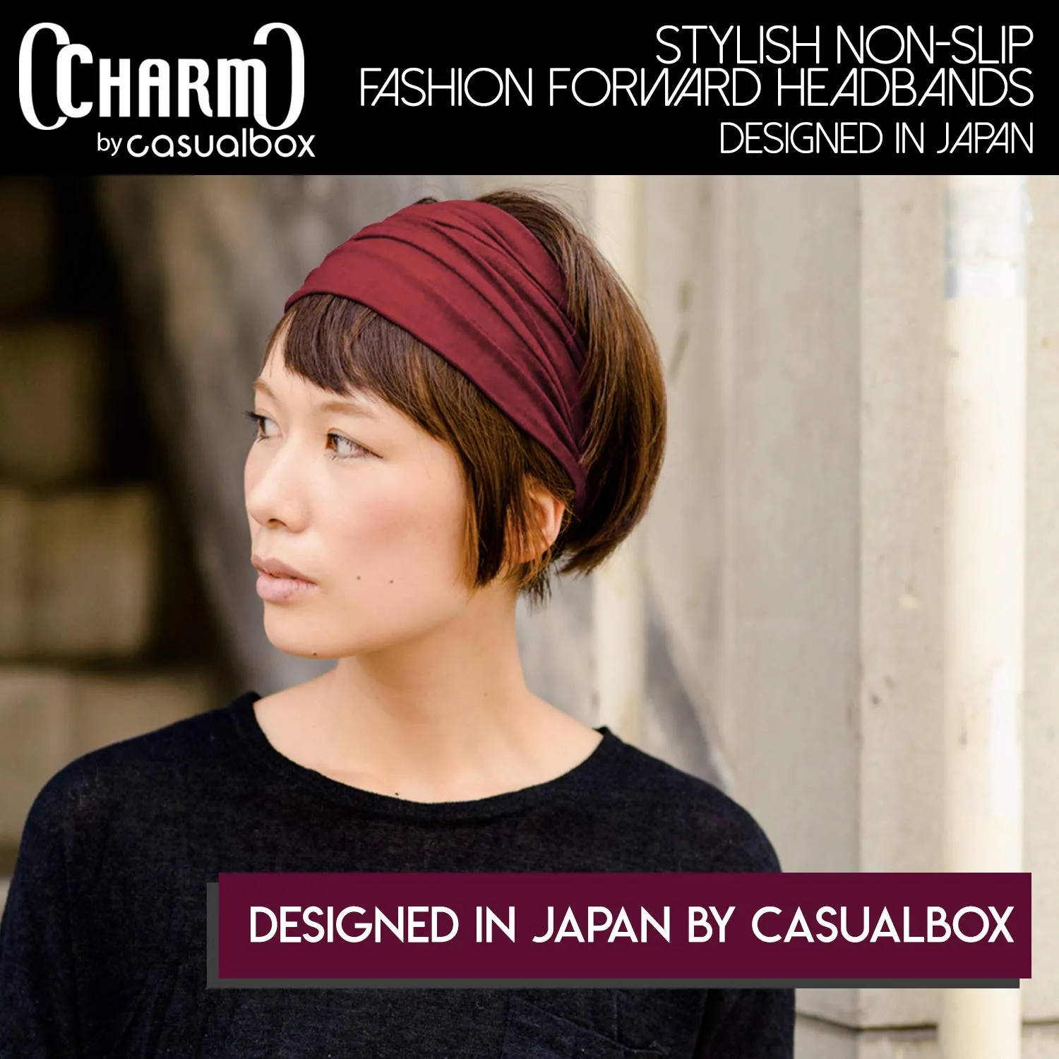 Black 3-Pack Japanese Bandana Headbands for Men and Women – Comfortable Head Bands with Elastic Secure Snug Fit Ideal Runners Fitness Sports Football Tennis Stylish Lightweight M
