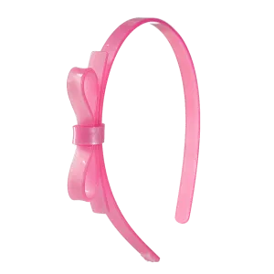 Bow Headband - Pink Satin