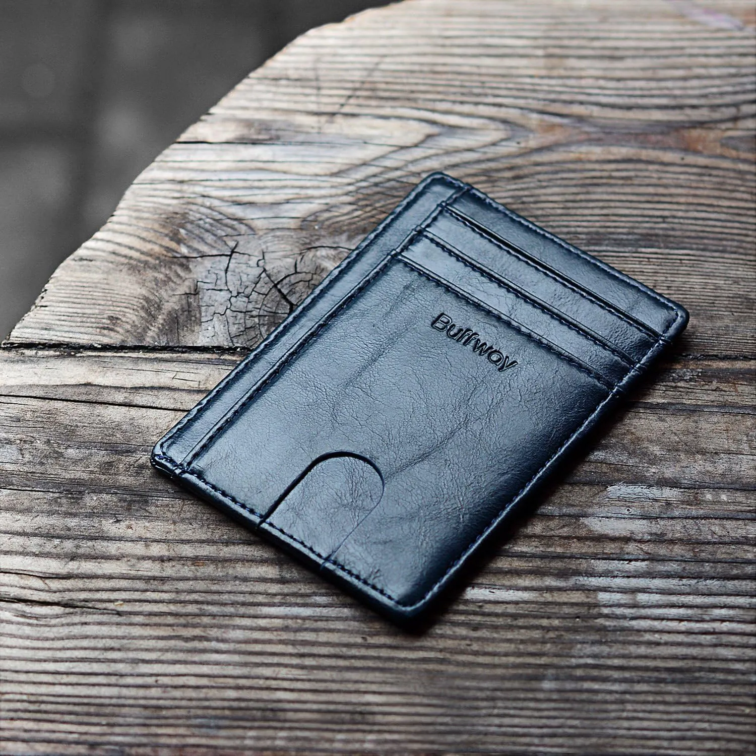 Buffway Slim Minimalist Front Pocket RFID Blocking Leather Wallets for Men and Women