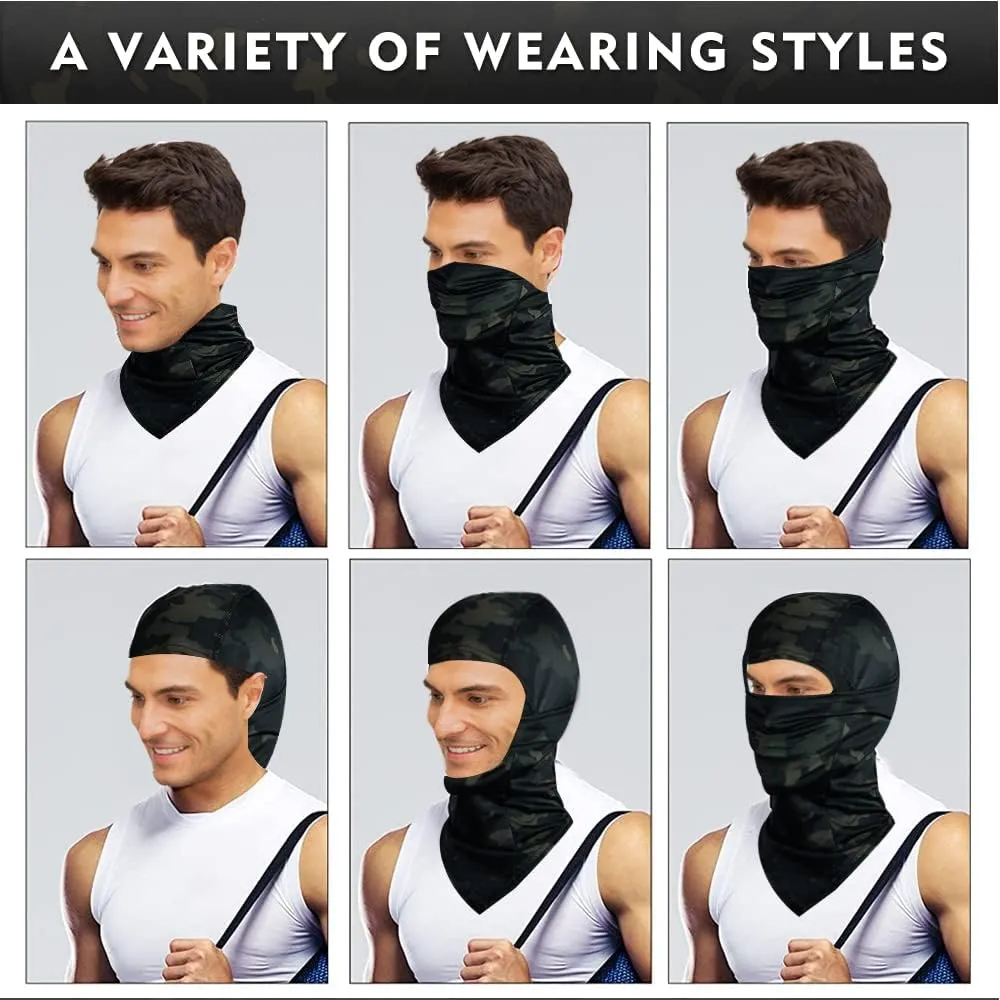 Camo Balaclava Face Shiesty Ski Mask,UV Protection Ice Silk Neck Gaiter Sun Hood for Men Women Motorcycle Cycling