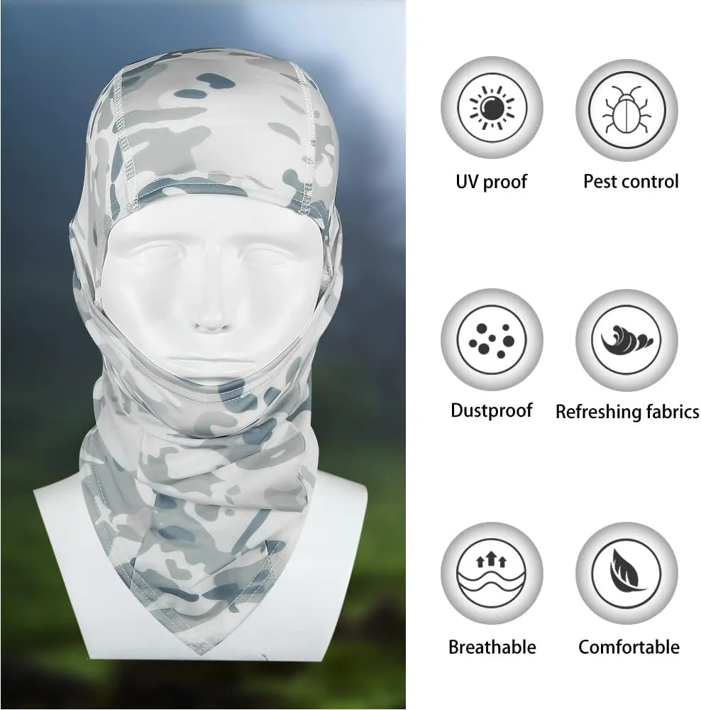 Camo Balaclava Face Shiesty Ski Mask,UV Protection Ice Silk Neck Gaiter Sun Hood for Men Women Motorcycle Cycling