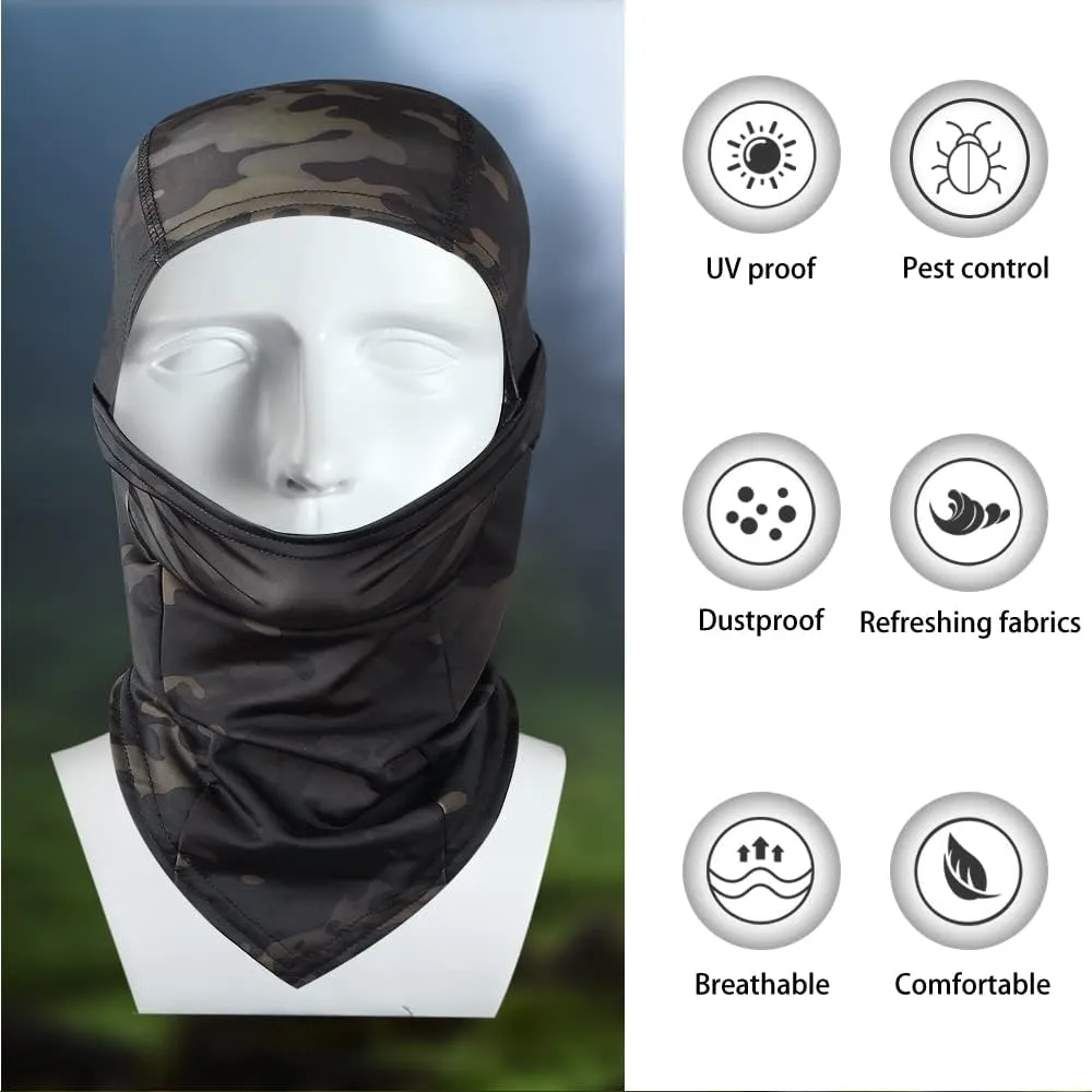 Camo Balaclava Face Shiesty Ski Mask,UV Protection Ice Silk Neck Gaiter Sun Hood for Men Women Motorcycle Cycling