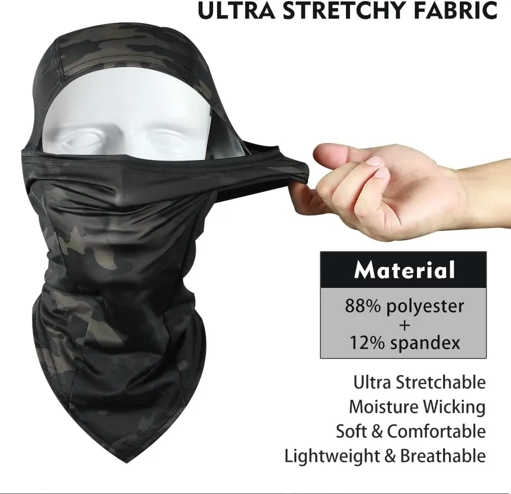 Camo Balaclava Face Shiesty Ski Mask,UV Protection Ice Silk Neck Gaiter Sun Hood for Men Women Motorcycle Cycling