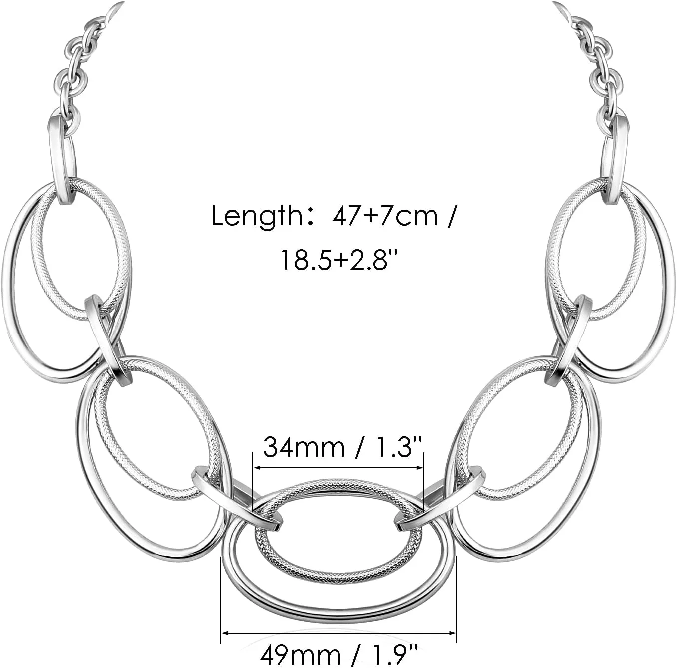 Chunky Gold Necklace for Women: 14k Gold Plated Loop Chain Link Statement Choker Necklace for Women - Chunky Fashion Pendant Jewelry