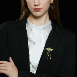 Copper Micro Inlay Cubic Zirconia Enamel Colored Parrot Brooch Jewelry Gift