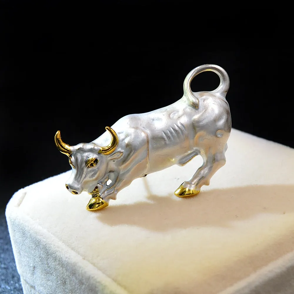 Cow Cattle Brooch Ox Enamel Pin Brooches Women And Men Jewelry
