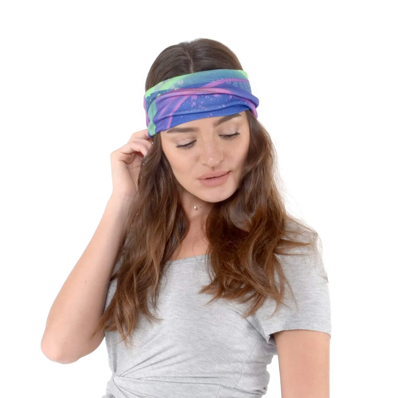 CowCow Womens Unique Tie Dye Patchwork Floral Pattern Lightweight Headscarf